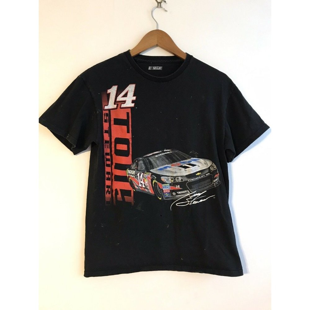 Men's Medium TONY STEWART 2013 Racing Schedule T Shirt Black Distressed